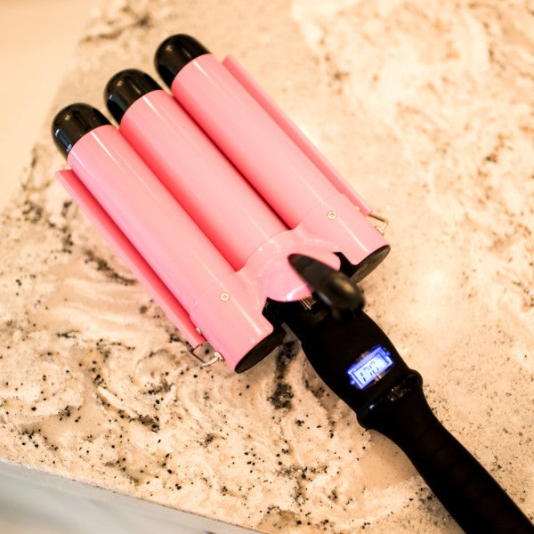 PINK Beach Boho Wave Wand Mermaid Hair Iron