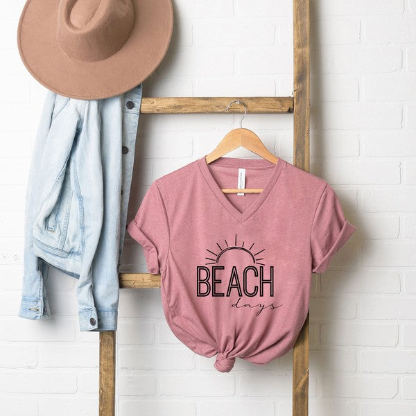 Beach Days Sun Short Sleeve V-Neck Tee