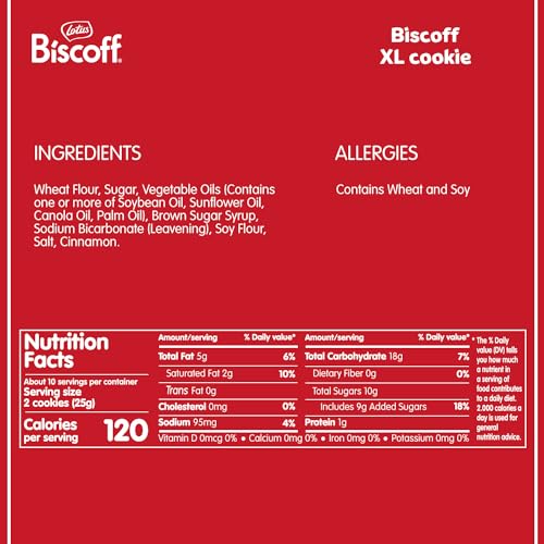 Lotus Biscoff Cookies, Caramelized Biscuit Cookie Snack, Dispenser Box (20 sleeves of 2 extra large cookies) Vegan, 0.9 Ounce (Pack of 20)