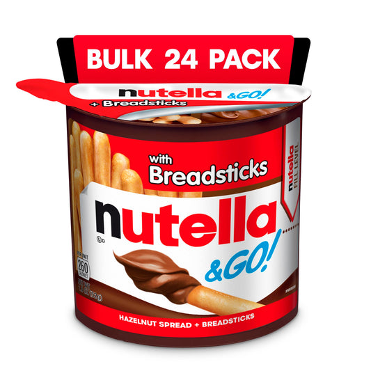 Nutella & GO! Bulk 24 Pack, Hazelnut and Cocoa Spread with Breadsticks, Snack Cups for Kids, 1.8 oz Each