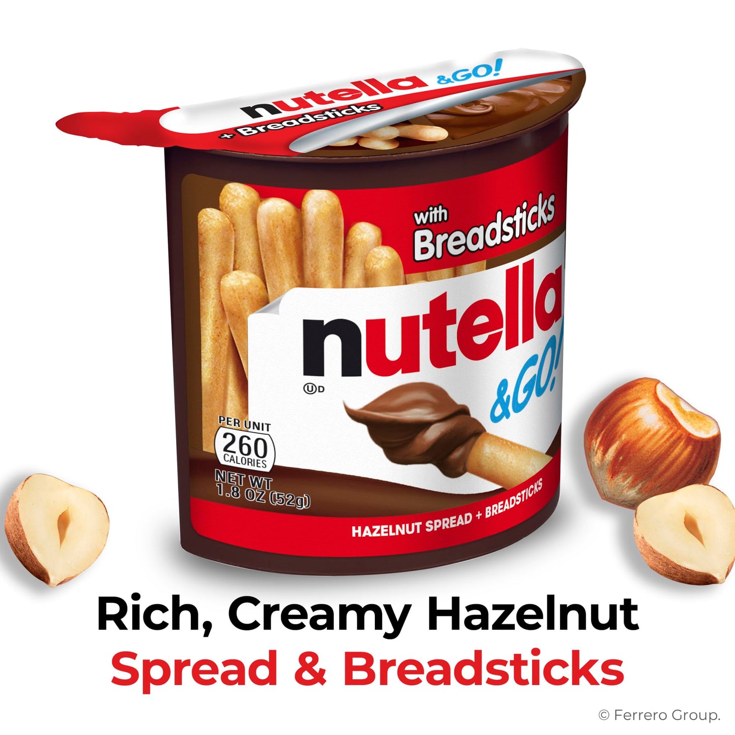 Nutella & GO! Bulk 24 Pack, Hazelnut and Cocoa Spread with Breadsticks, Snack Cups for Kids, 1.8 oz Each