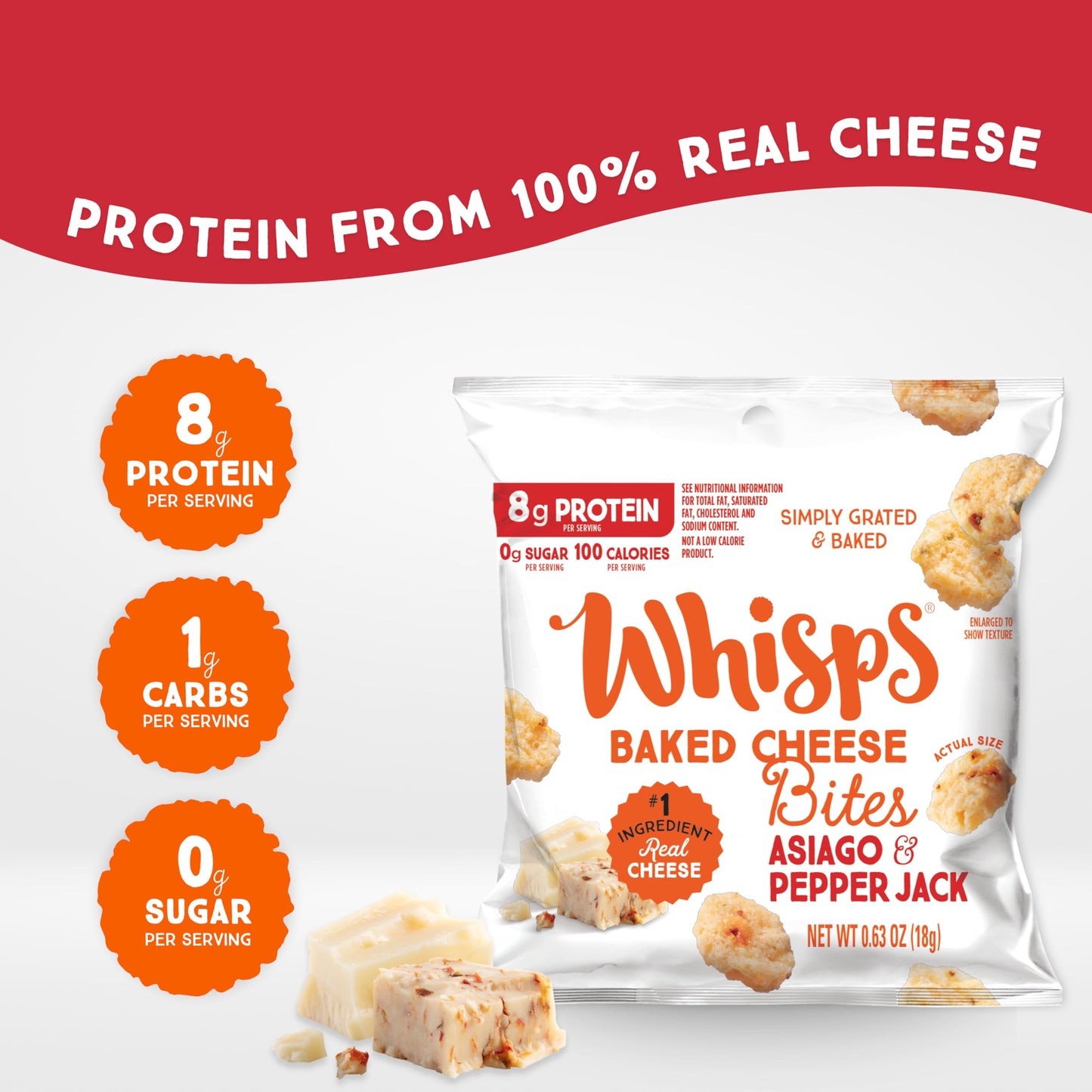 Whisps Cheese Crisps - Parmesan, Cheddar, Tangy Ranch & Nacho Cheese Snacks for Keto, 6-9g of Protein Per Bag, Low Carb, Gluten & Sugar Free, Great Tasting Healthy and All Natural Cheese Crisps - Variety, .63 Oz (Pack of 12)