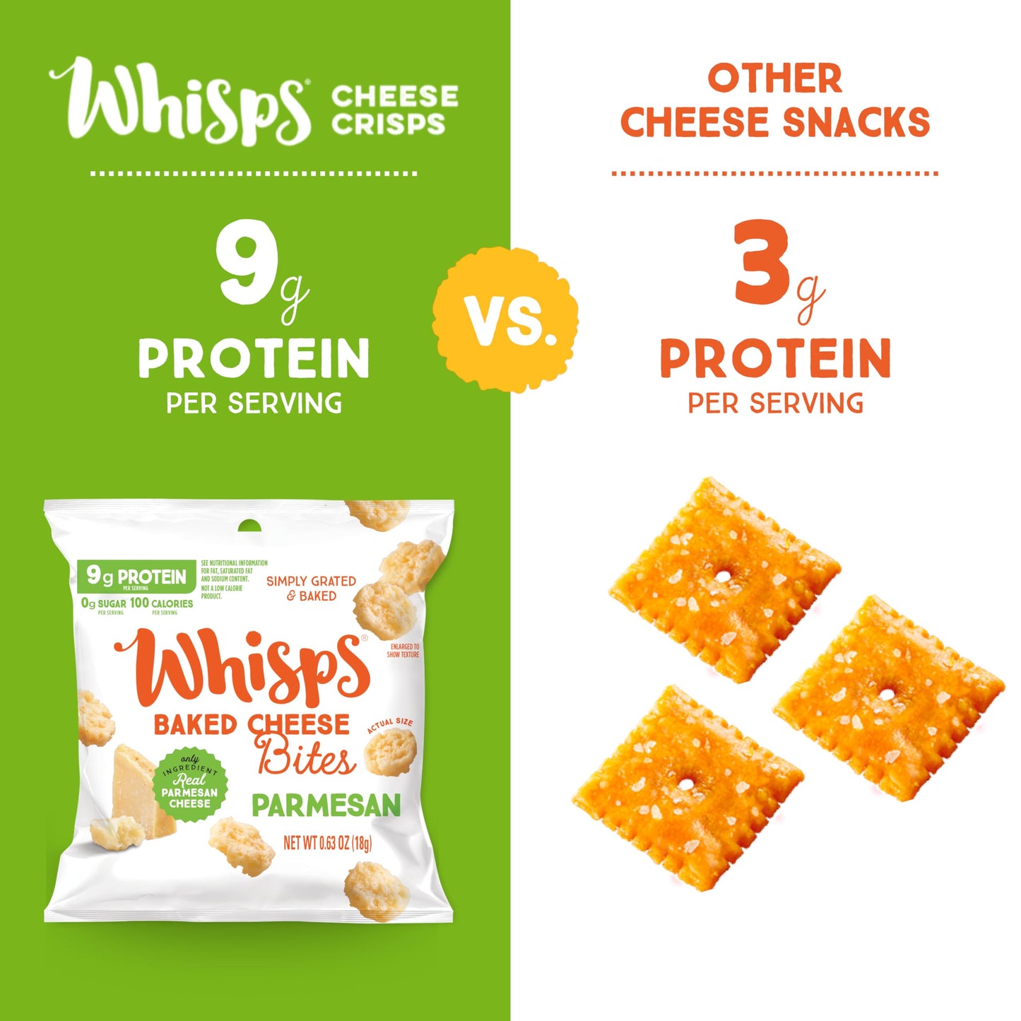 Whisps Cheese Crisps - Parmesan, Cheddar, Tangy Ranch & Nacho Cheese Snacks for Keto, 6-9g of Protein Per Bag, Low Carb, Gluten & Sugar Free, Great Tasting Healthy and All Natural Cheese Crisps - Variety, .63 Oz (Pack of 12)