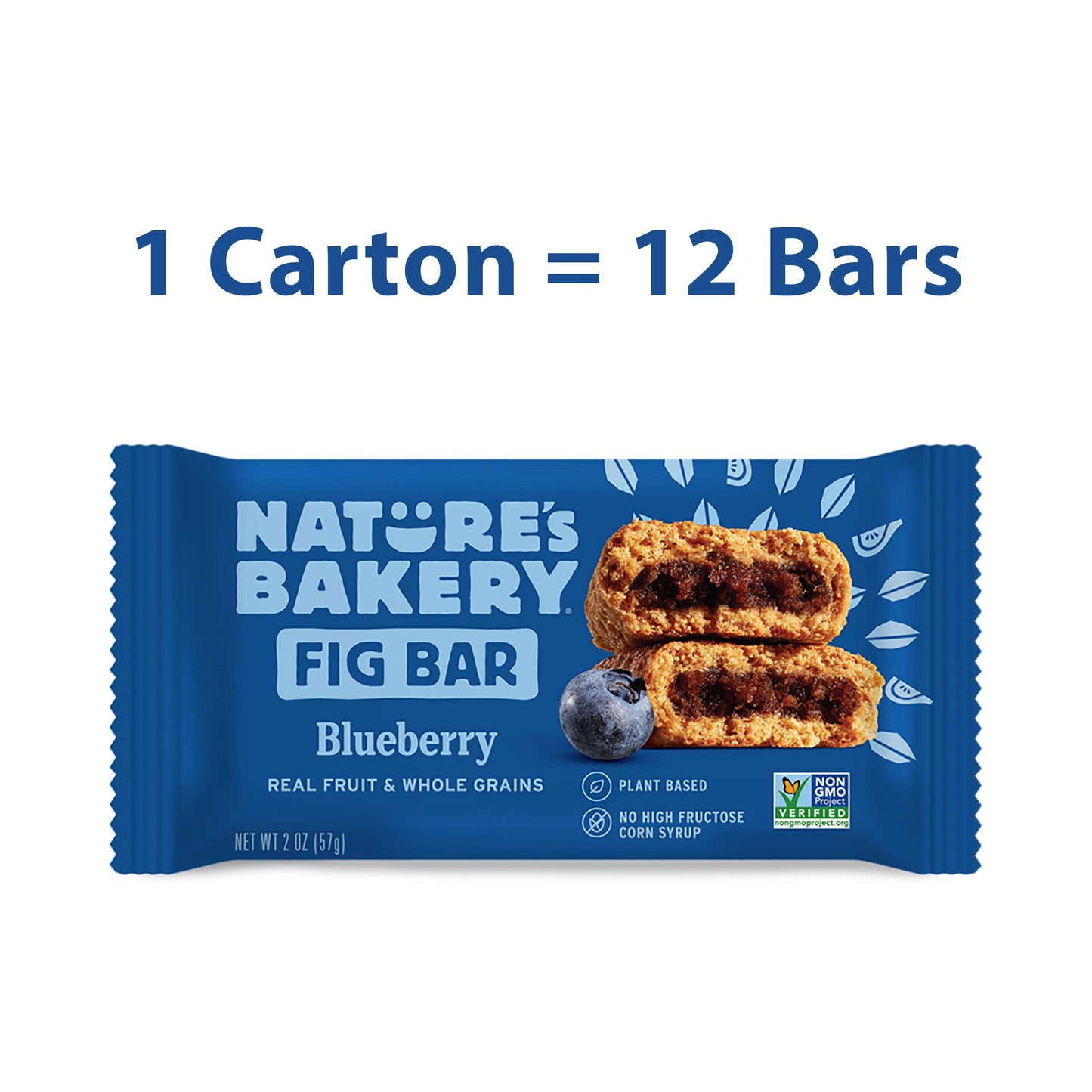 Nature's Bakery Whole Wheat Fig Bars, Blueberry, Real Fruit, Vegan, Non-GMO, Snack bar, Twin packs- 12 count