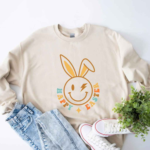 Happy Easter Bunny Wink Graphic Sweatshirt
