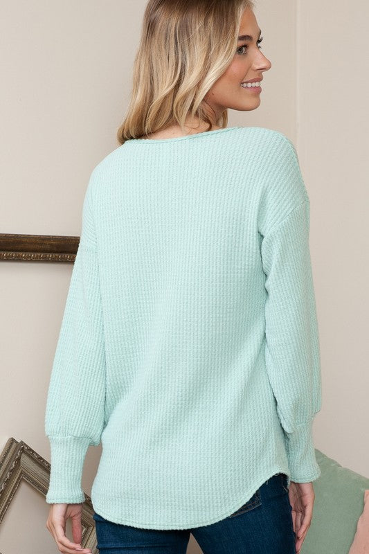Solid Hacci Long Sleeve Top