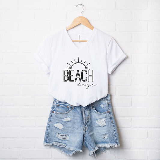 Beach Days Sun Short Sleeve V-Neck Tee