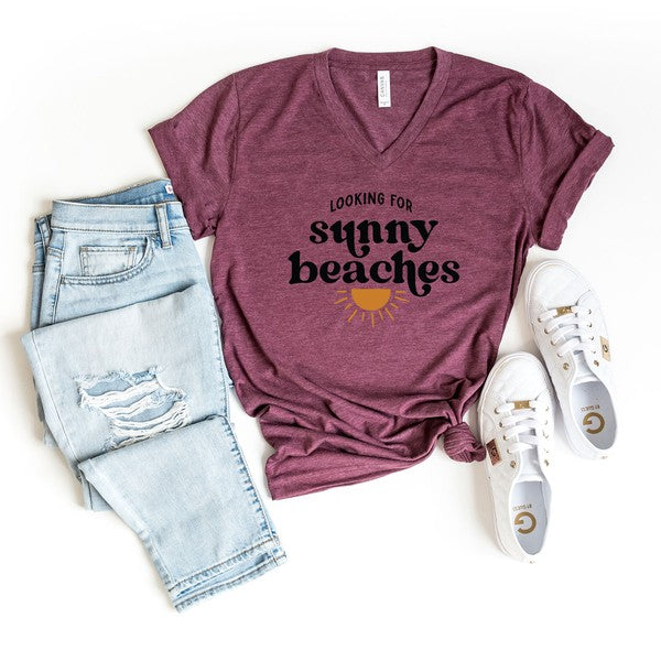 Looking For Sunny Beaches V-Neck Tee