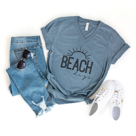 Beach Days Sun Short Sleeve V-Neck Tee